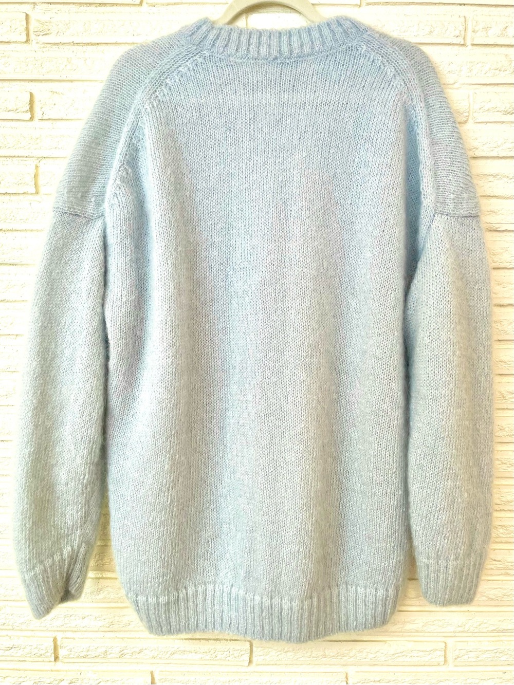 COS Mohair Wool Oversized Jumper M Light Blue Crewneck Cozy Sweater Minimalist - Picture 6 of 13